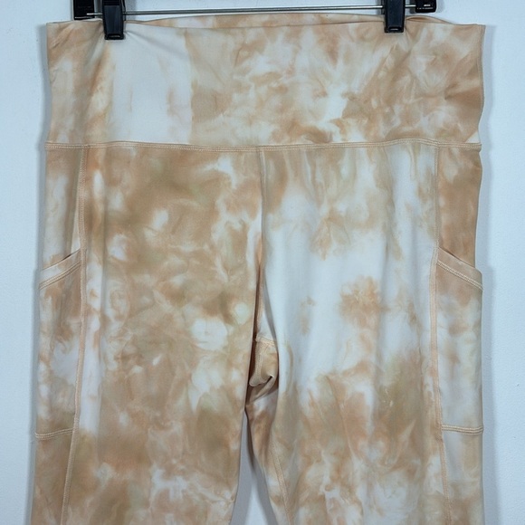 aerie Offline Tie-Dye Hugger High Rise Leggings XXL Cream Yellow Workout Yoga - Picture 5 of 10